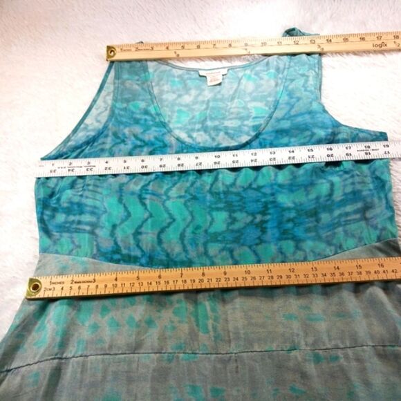 Sundance Watercolor Blue Sleeveless 100% Silk Maxi Dress Vintage Boho Size 12... - Picture 9 of 16